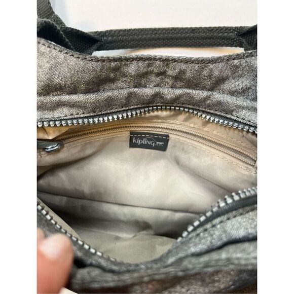 Kipling Crossbody Removable Strap Grab Handle Silver Grey Bag w Roger Monkey EUC - Picture 5 of 16